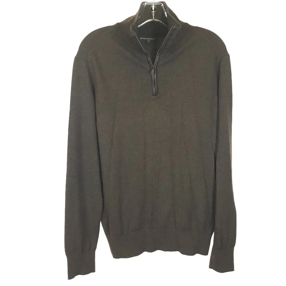 Banana Republic Quarter Zip Merino Wool Sweater